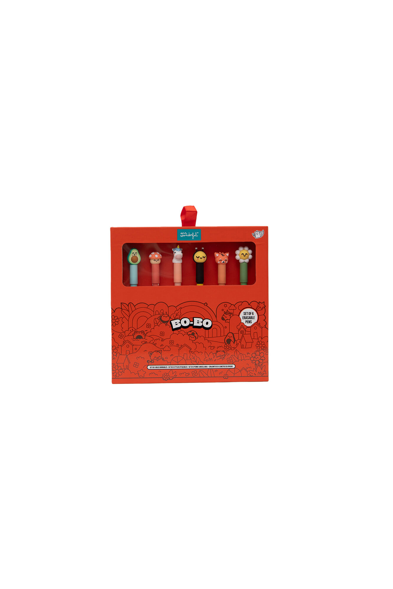Mr. Wonderful Conjunto de 6 canetas apag&aacute;veis ​​Bo-Bo - Animais