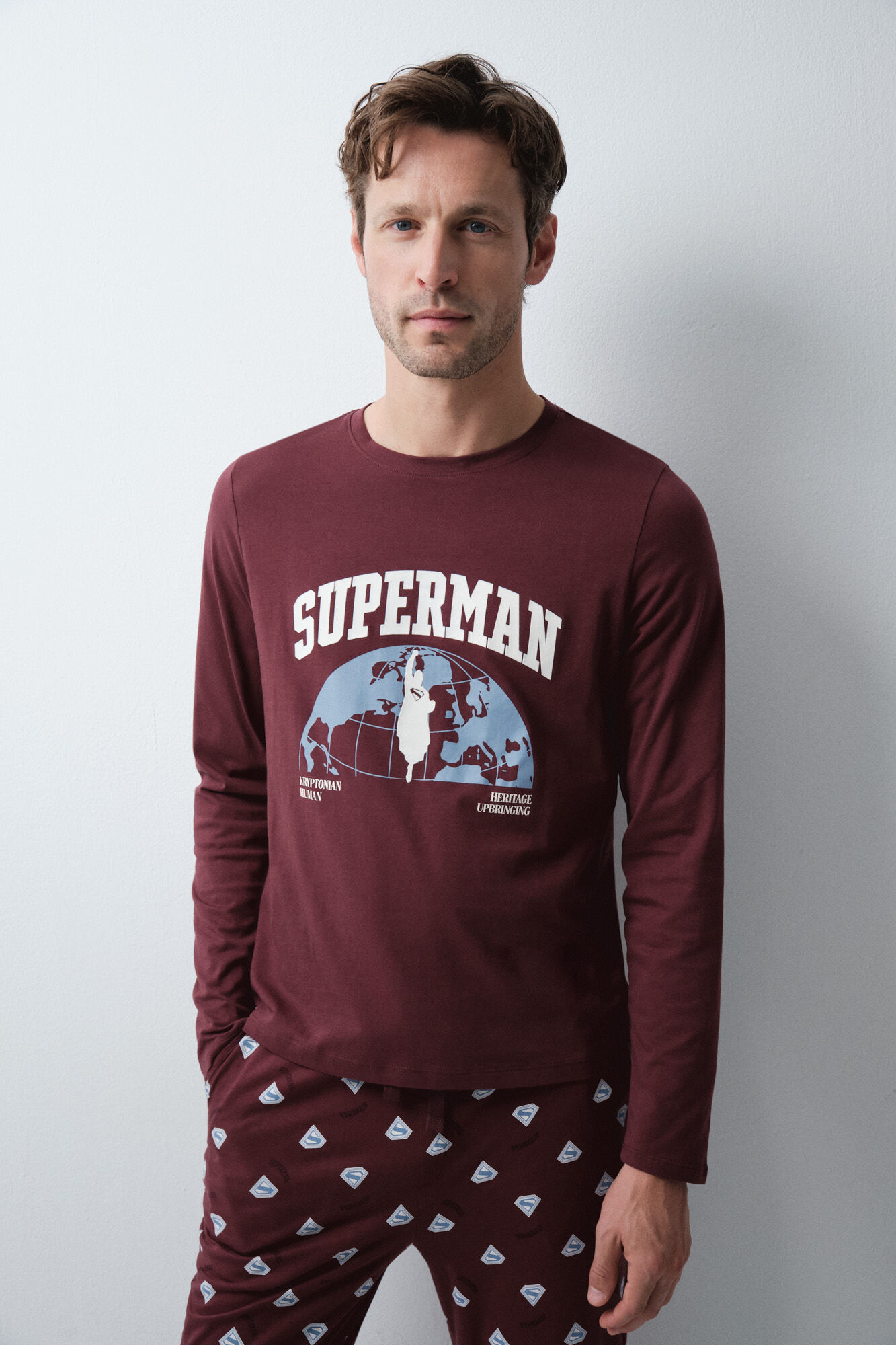 Women'secret Pijama comprido em algod&atilde;o Superman gren&aacute;