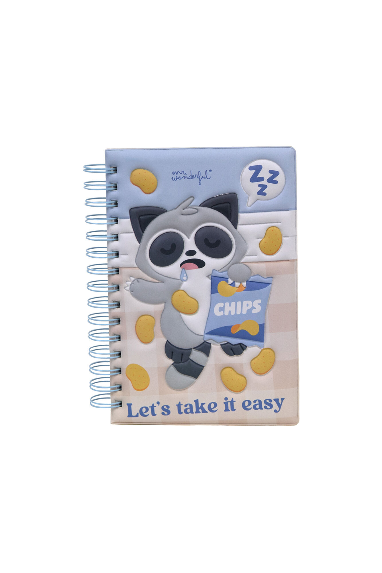 Mr. Wonderful Caderno A5 com squishy de guaxinim pregui&ccedil;oso - Let's take it easy