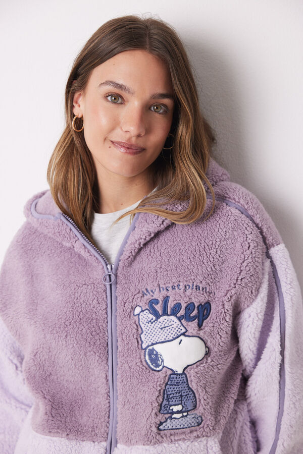 Womensecret Robe curto em borrego do Snoopy  rosa