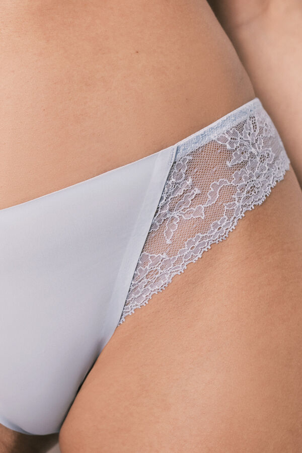 Women'secret Braga cl&aacute;sica microfibra y encaje azul azul