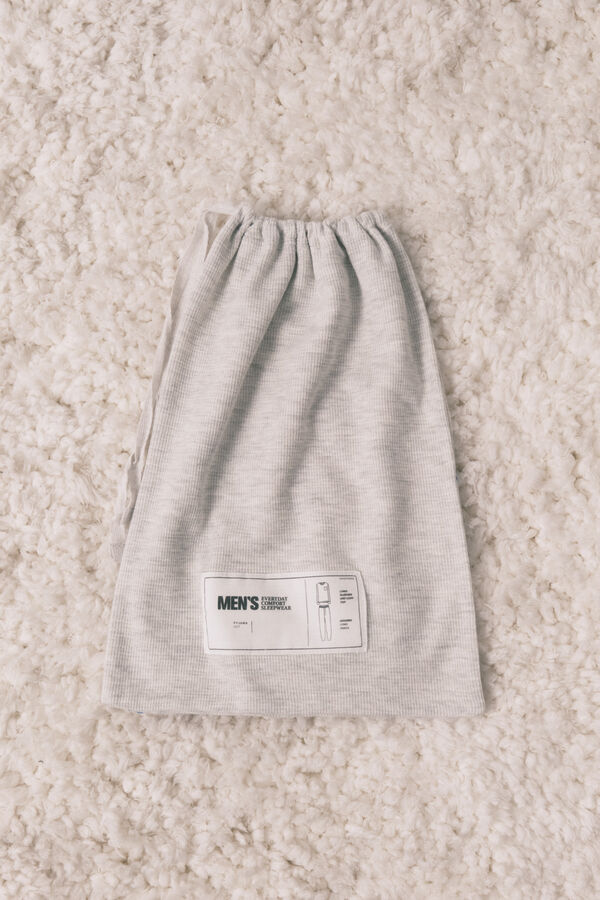 Women'secret Pijama comprido masculino 100% algodão cinza  cinzento