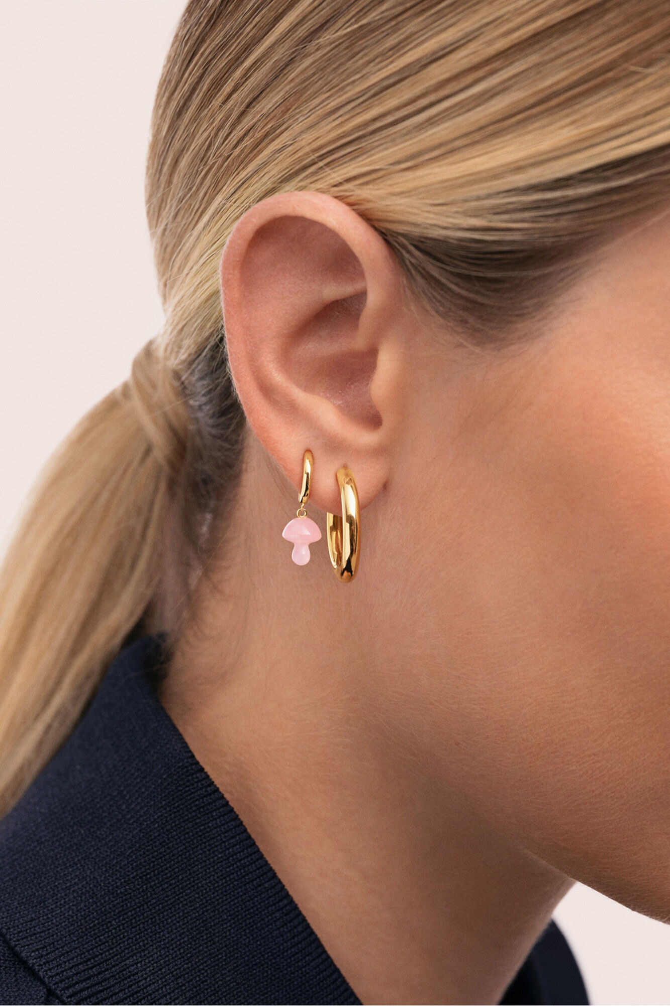 Singularu Pendiente Suelto Aro Seta Rosa Ba&ntilde;o Oro