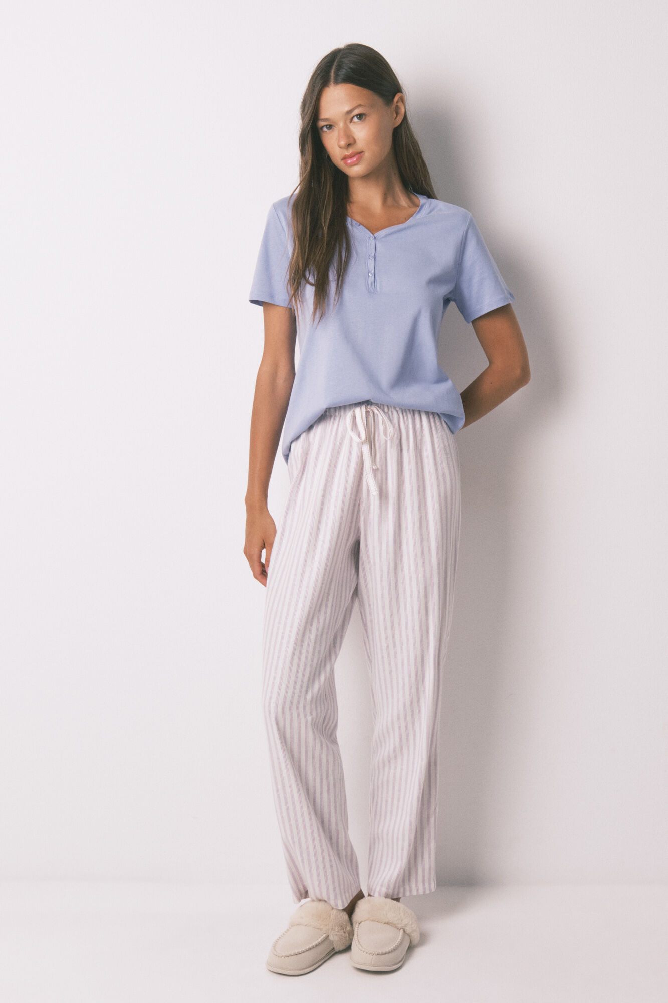 Women'secret Camiseta manga corta algod&oacute;n perchado lila