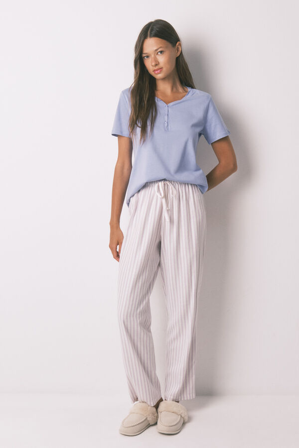 Women'secret T-shirt de manga curta em algod&atilde;o escovado lil&aacute;s rosa