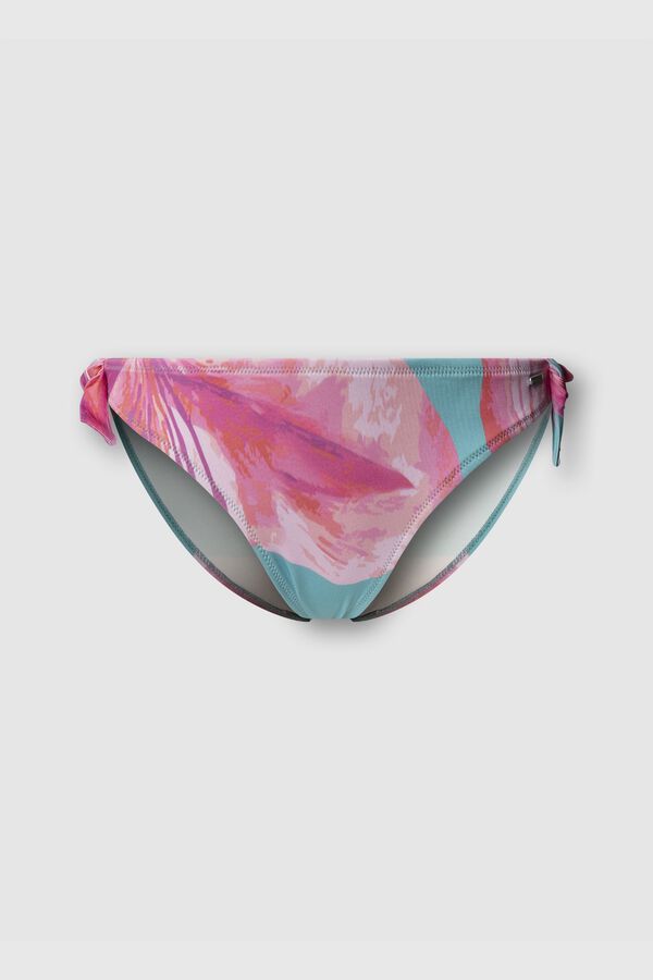 Pepe Jeans Floral print classic bikini bottoms with ties blue
