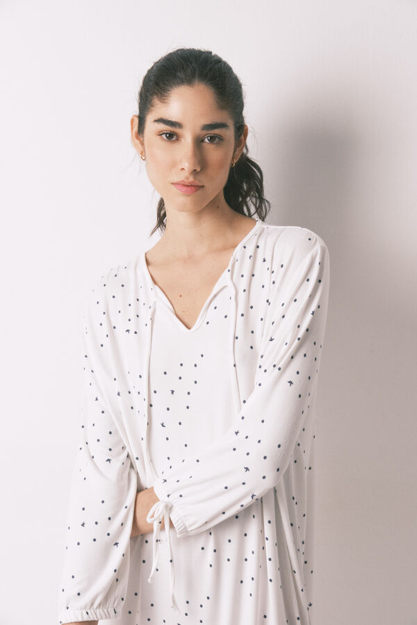 Women'secret Camisa de dormir midi estampado p&aacute;ssaros branco branco