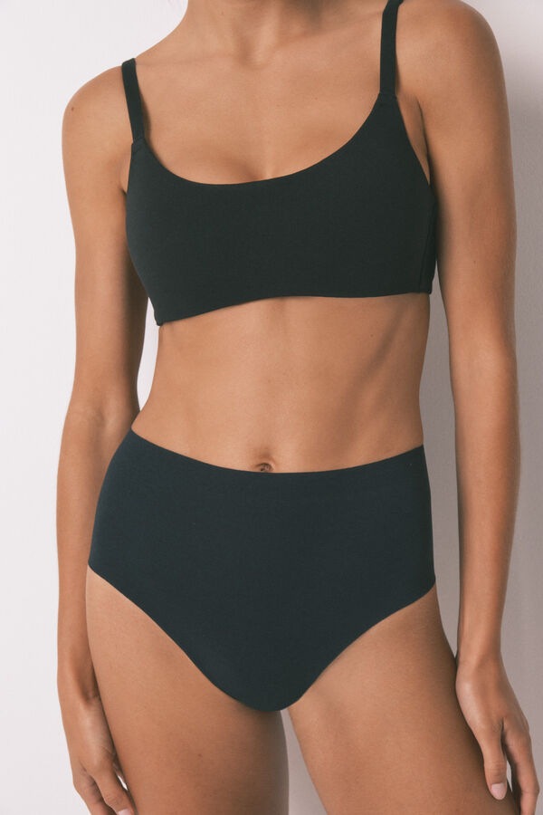 Women'secret Braga alta algodón negro negro