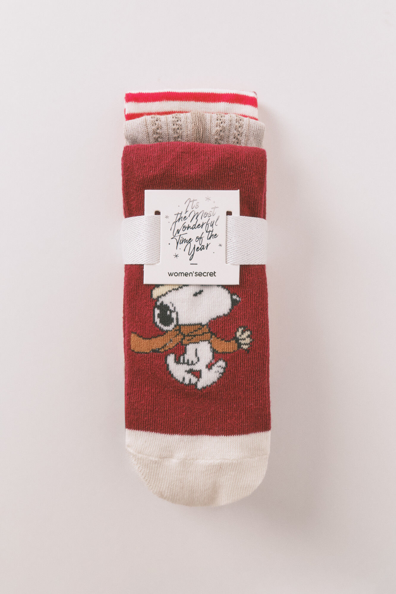 Women'secret Pack 3 calcetines largos algod&oacute;n Snoopy rojo 