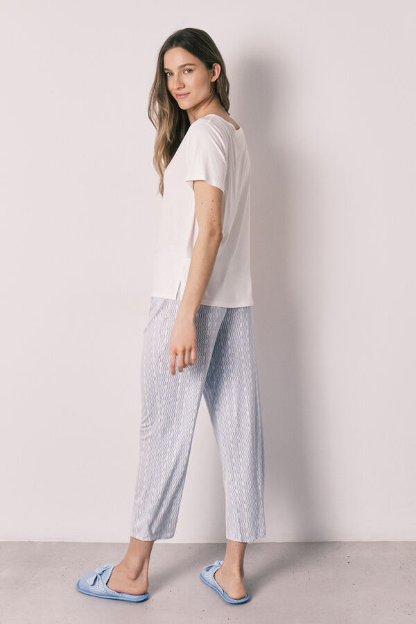 Women'secret Pijama comprido Cinnamoroll estampado geom&eacute;trico bege