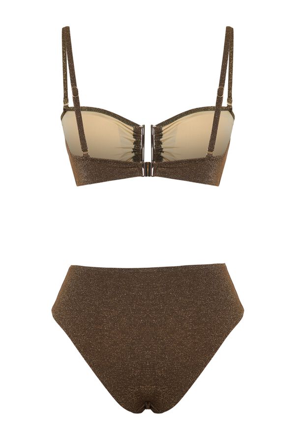 Trendyol Biqu&iacute;ni reto com detalhe prateado cru