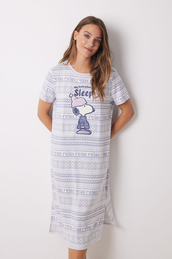 Womensecret Snoopy super soft midi nightgown white