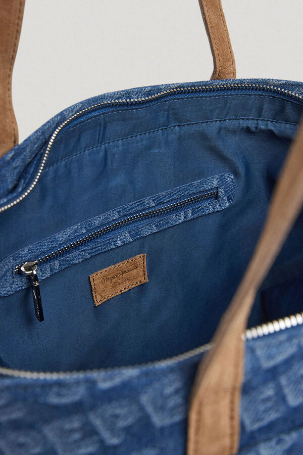 Pepe Jeans Bolsa tote com logo denim azul