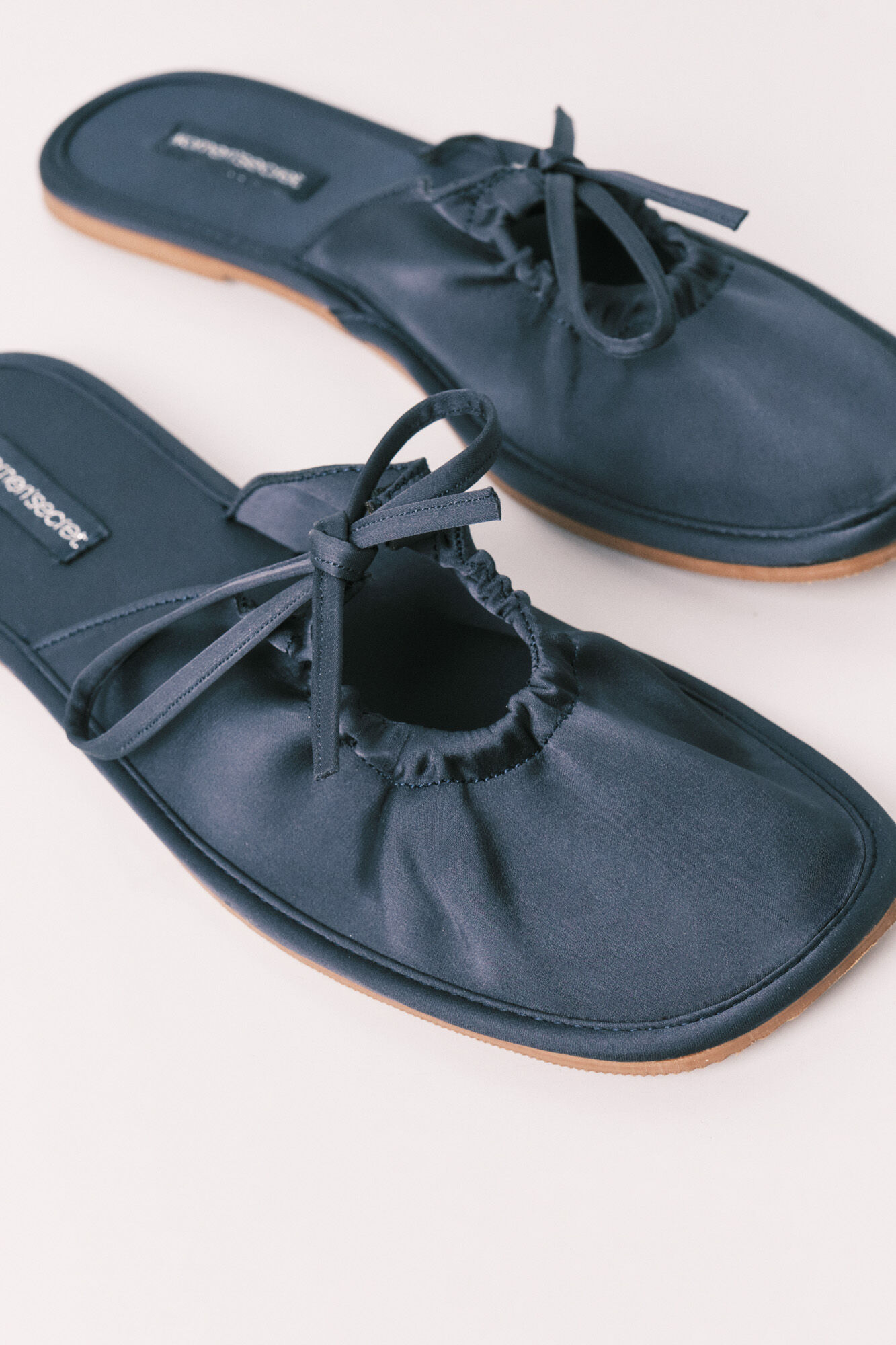 Women'secret Chinelos de quarto em cetim azul