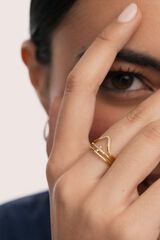 Singularu Pack 3 An&eacute;is Sparks em A&ccedil;o Dourado estampado