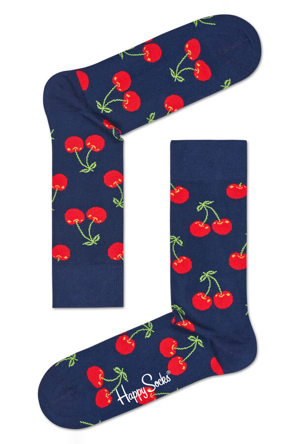 Happy Socks Meias com cereja azul