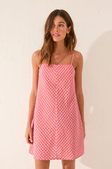 Women'secret Vestido curto rosa com alças xadrez rosa