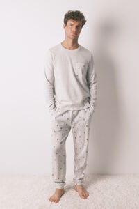 Women'secret Pijama comprido masculino 100% algodão cinza 