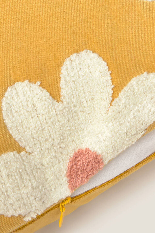 Textura Capa de almofada de veludo bordado amarelo