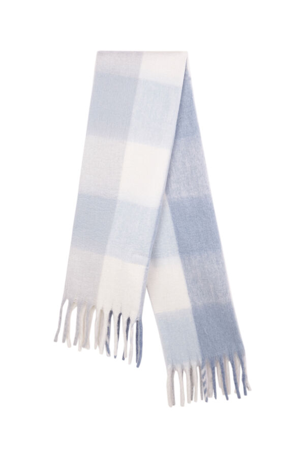 Women'secret Cachecol com efeito l&atilde; xadrez azul e branco  azul