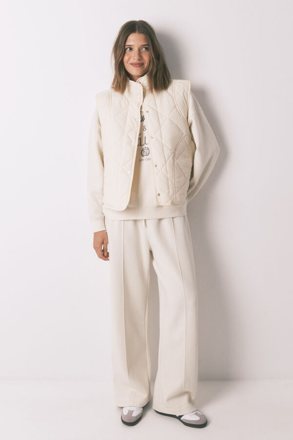 Women'secret Long white fine plush trouser beige