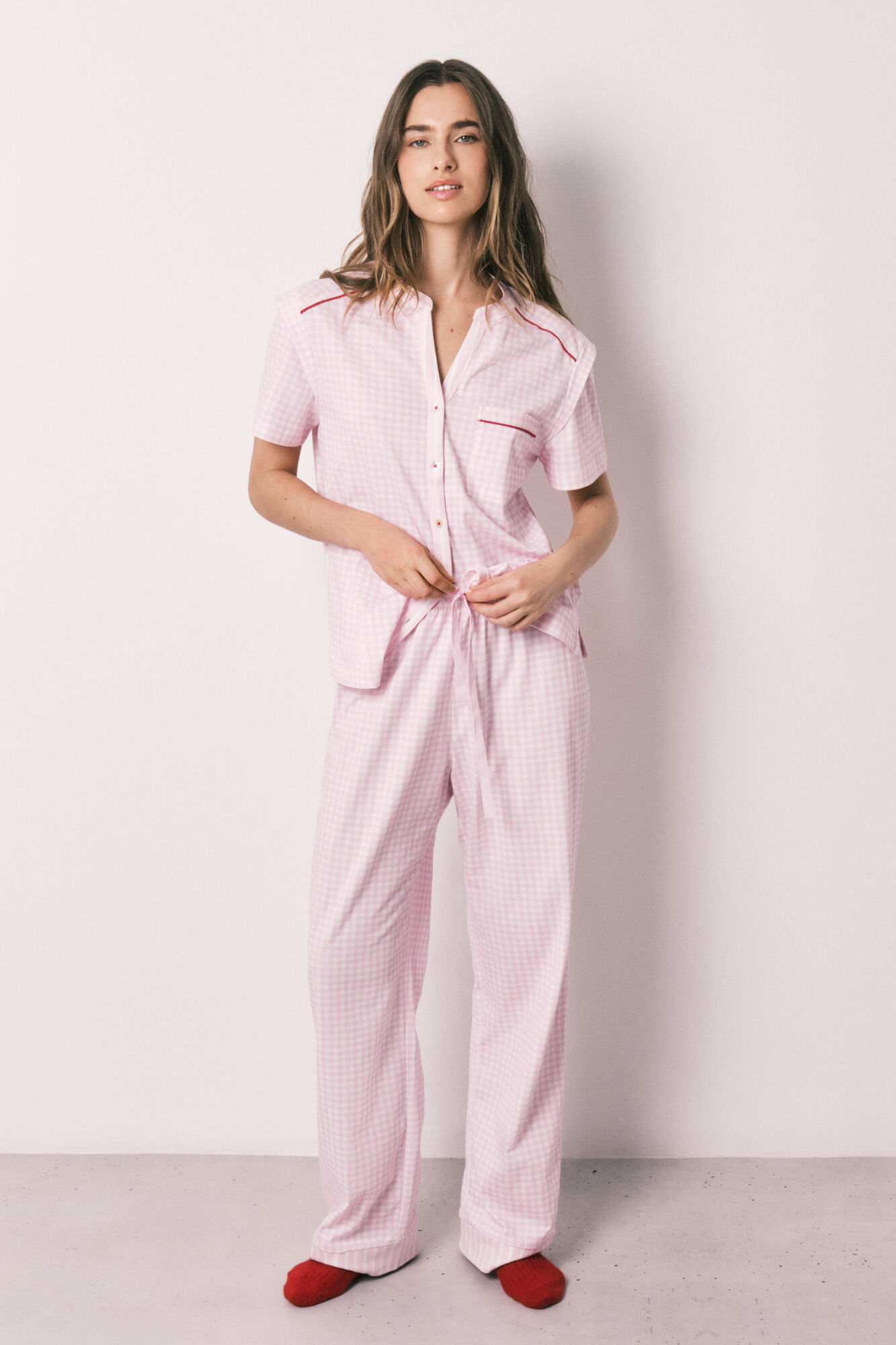 Women'secret Pijama algod&oacute;n largo manga corta rayas