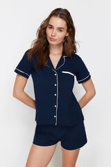 Trendyol Conjunto de pijama camiseiro curto azul