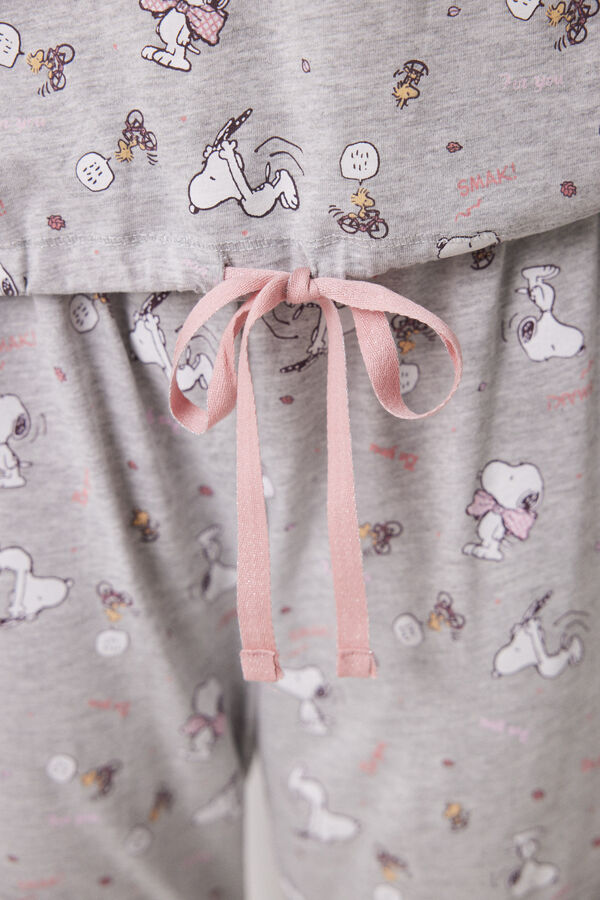 Womensecret Pijama comprido 100% algodão Snoopy cinzento