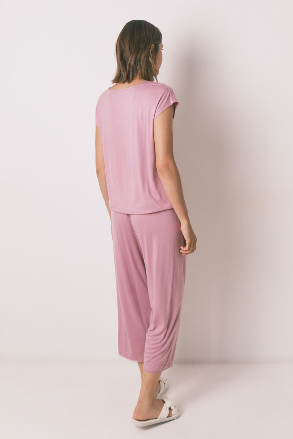 Women'secret Pijama Capri de viscose rosa com soft touch rosa