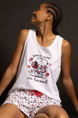 Admas In my heart Snoopy sleeves short pajamas white