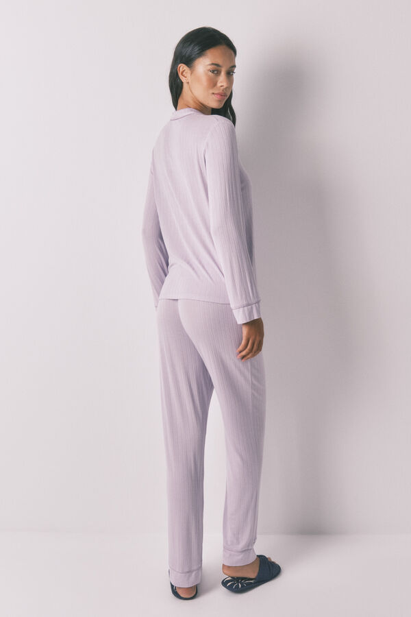 Women'secret Pijama longo de viscose lilás rosa