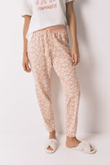 Women'secret Pantalón skinny 100% algodón flores naranja naranja