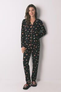 Women'secret Pijama camiseiro de algodão preta "Dia dos Mortos"