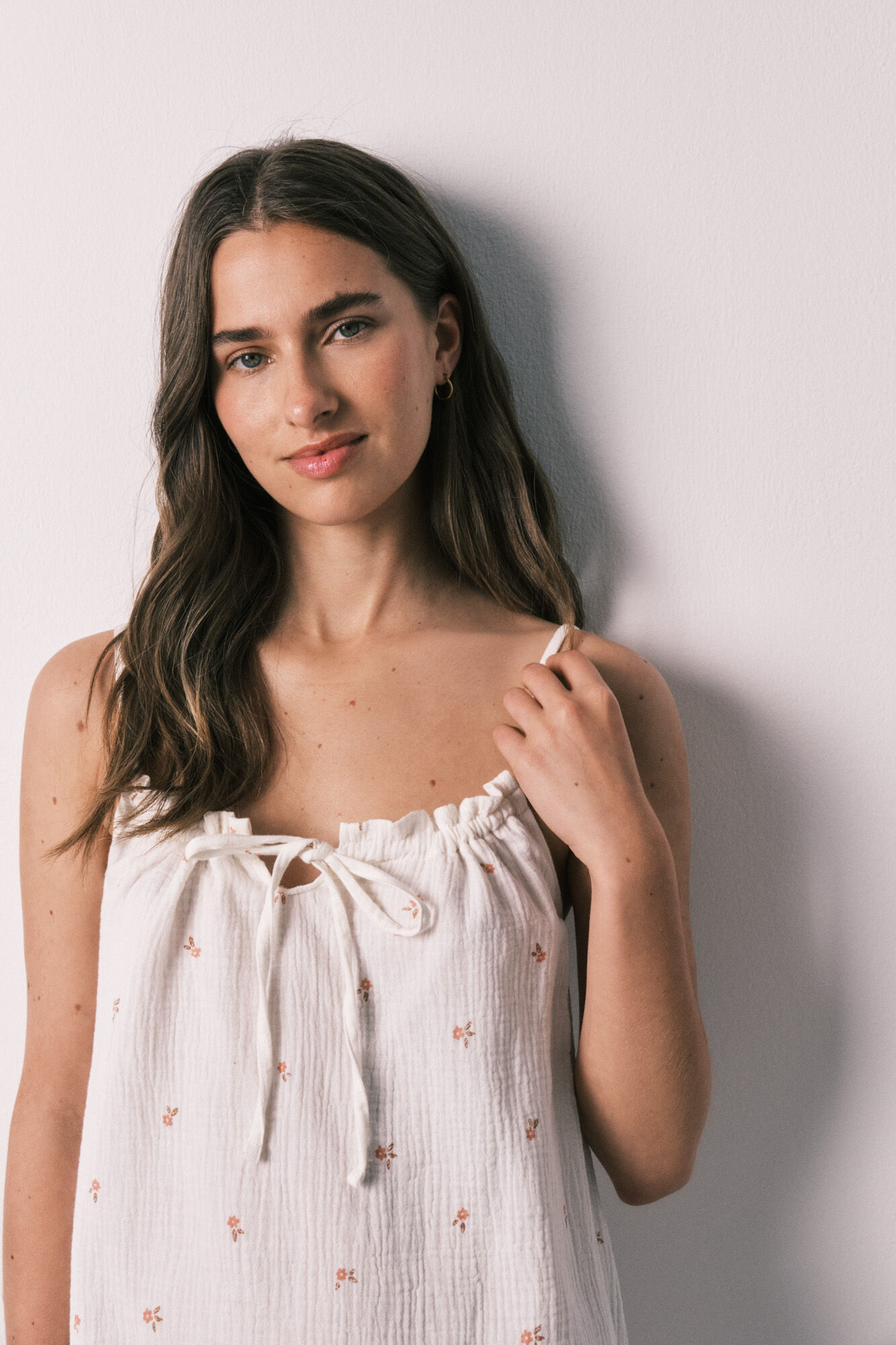 Women'secret Camisa de dormir curta de al&ccedil;as em algod&atilde;o branco