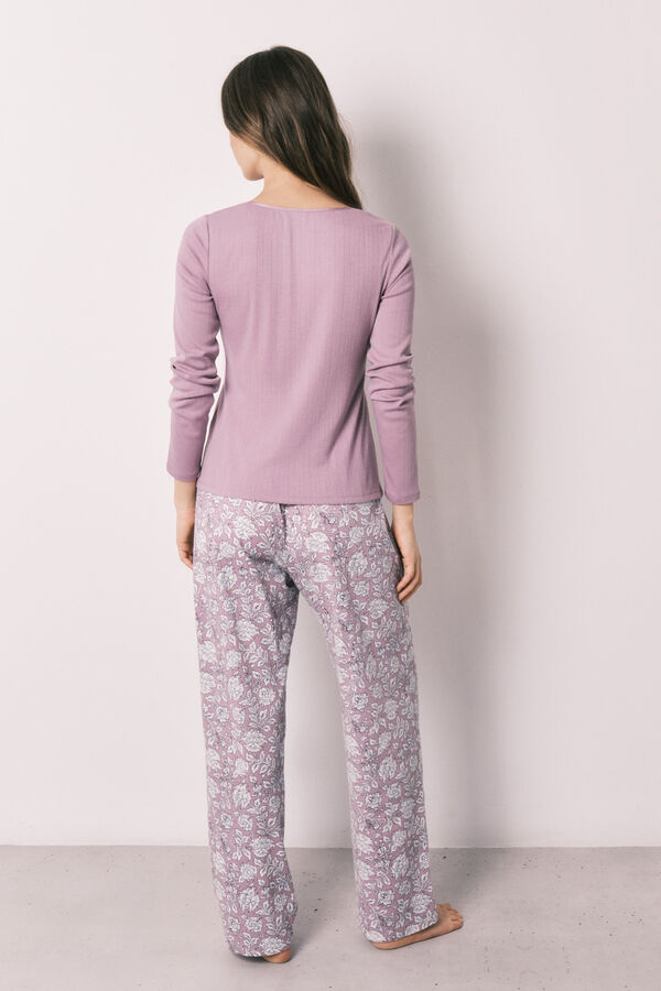 Women'secret Pijama largo rosa estampado flores rosa