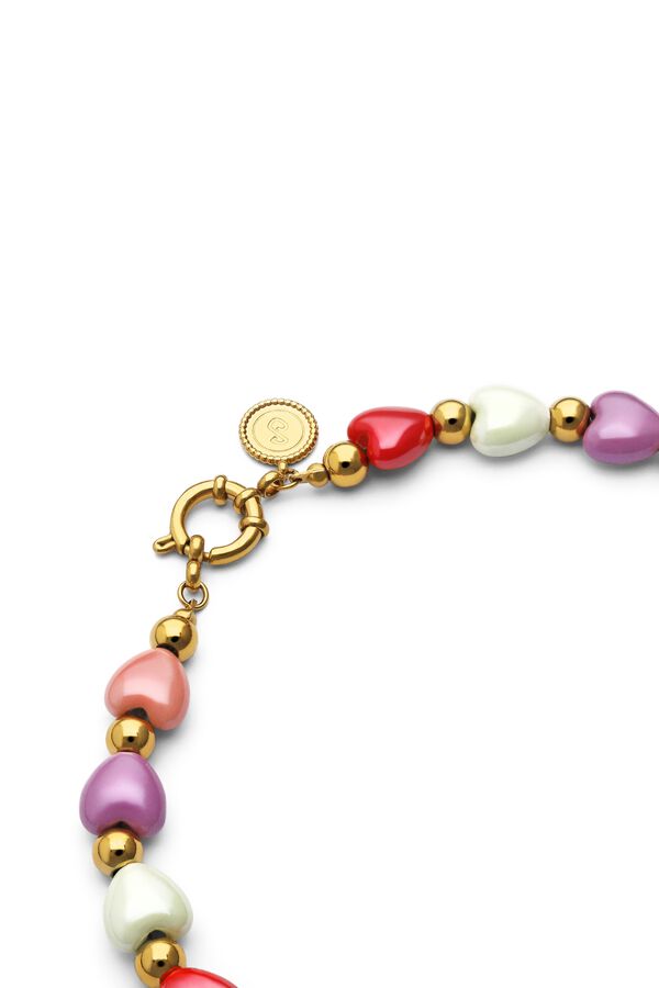 Singularu Colar l'Amour Paris A&ccedil;o Banho Ouro multicolour