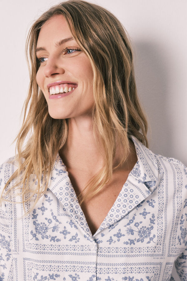 Women'secret Pijama curto camiseiro em algod&atilde;o estampado bandana azul