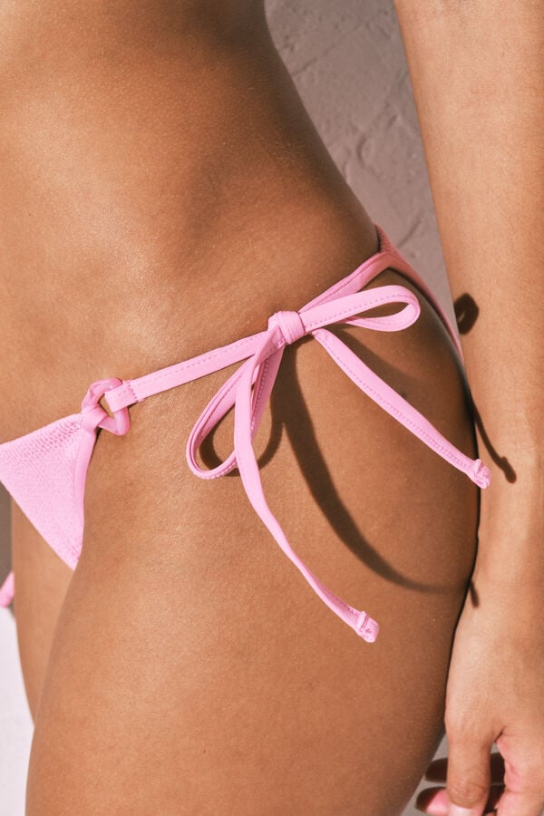 Women'secret Cuecas de biqu&iacute;ni brasileiras textura crinkle rosa rosa