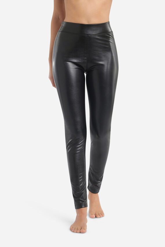 Legging largo efecto cuero de mujer