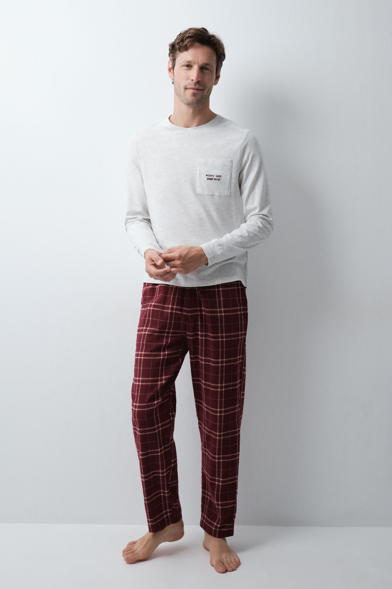 Women'secret Pijama largo algod&oacute;n cuadros