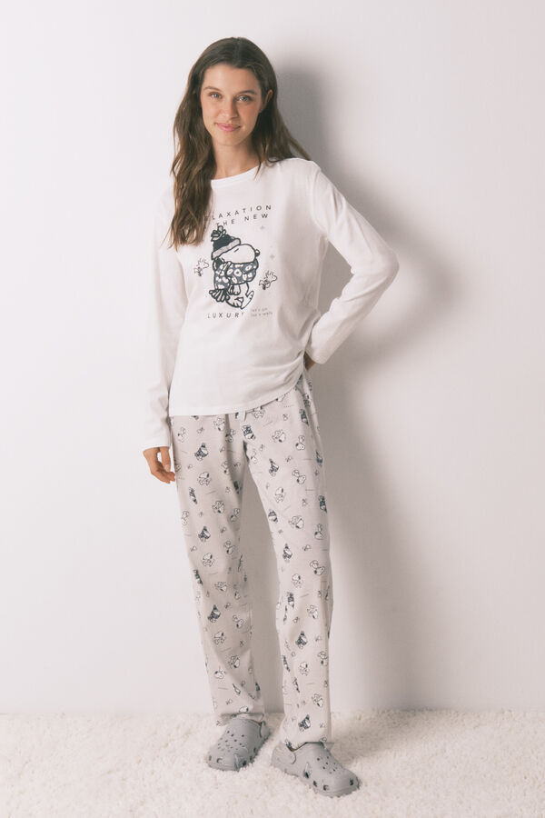 Women'secret Pijama comprido Snoopy 100% algodão branco