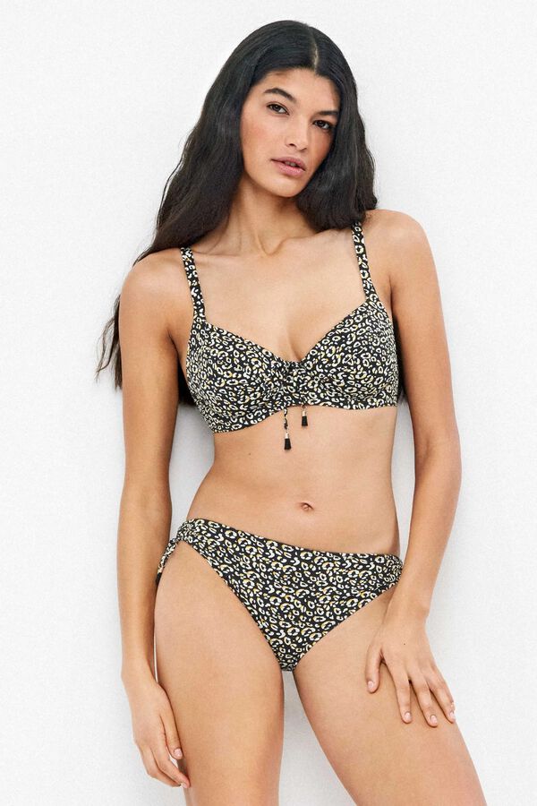 Gisela Cueca de biqu&iacute;ni cintura alta estampado animal branco