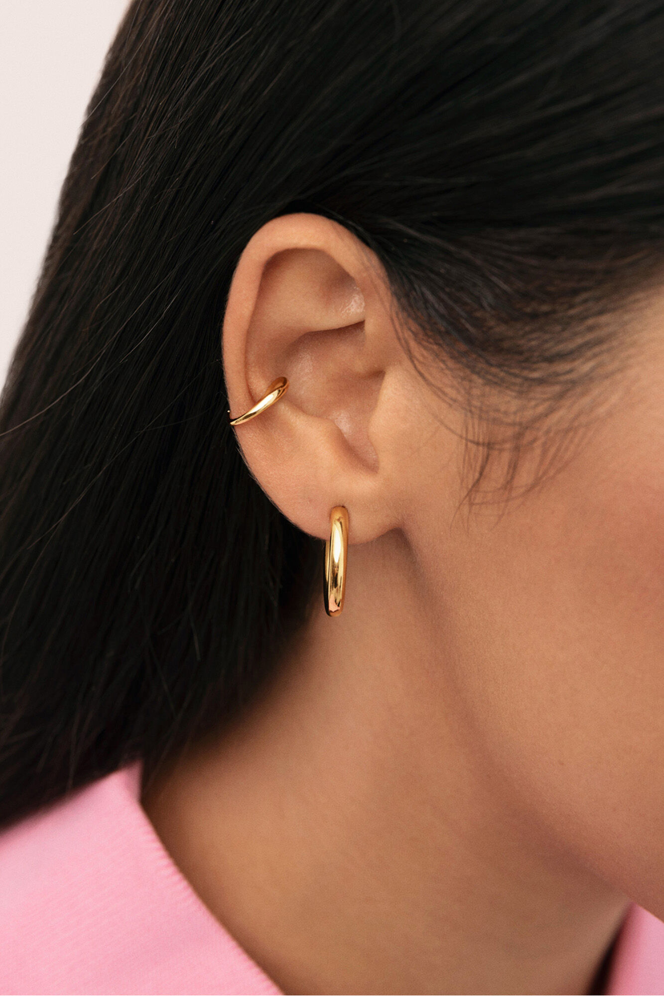 Singularu Pendiente Suelto Ear Cuff Gota Plata Ba&ntilde;o Oro