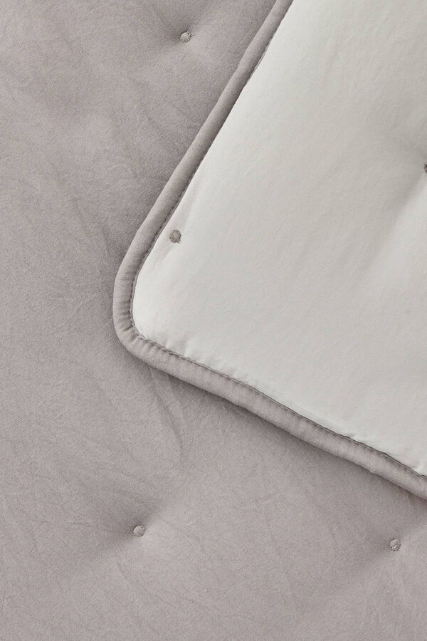 Textura Edredón liso reversible puntos gris
