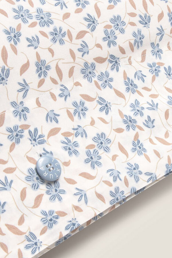 Textura Capa de almofada de algodão com flores azul
