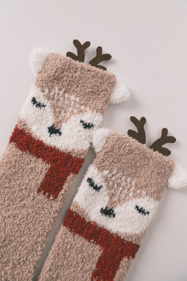 Women'secret Meias longas com estampa de veado 3D azul