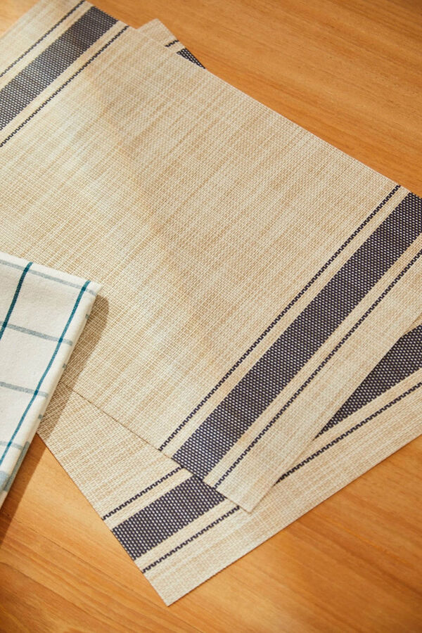 Calma House Individual de mesa antimanchas tran&ccedil;ado &agrave;s riscas azuis Pla 30x45 azul