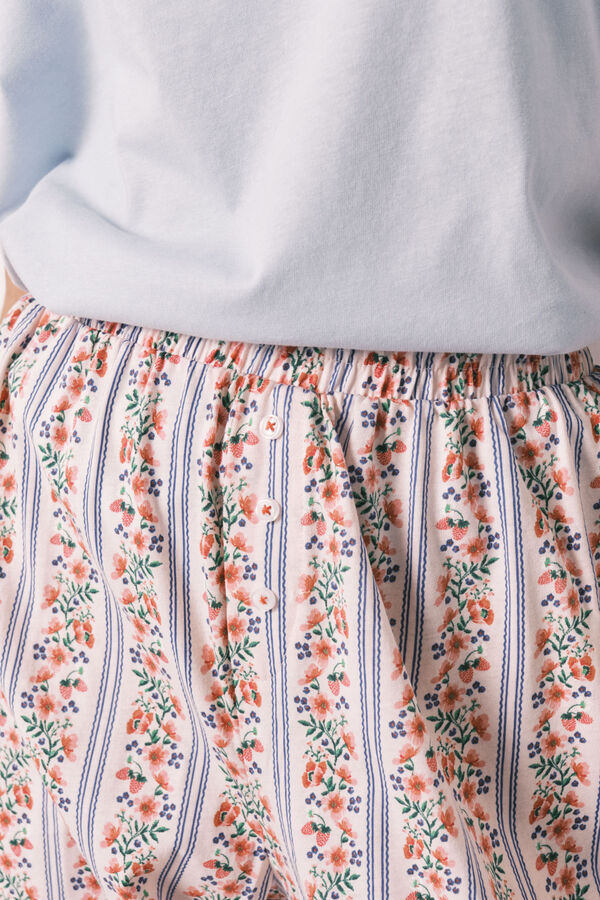 Women'secret Cal&ccedil;as carrot 100% algod&atilde;o estampado flores rosa