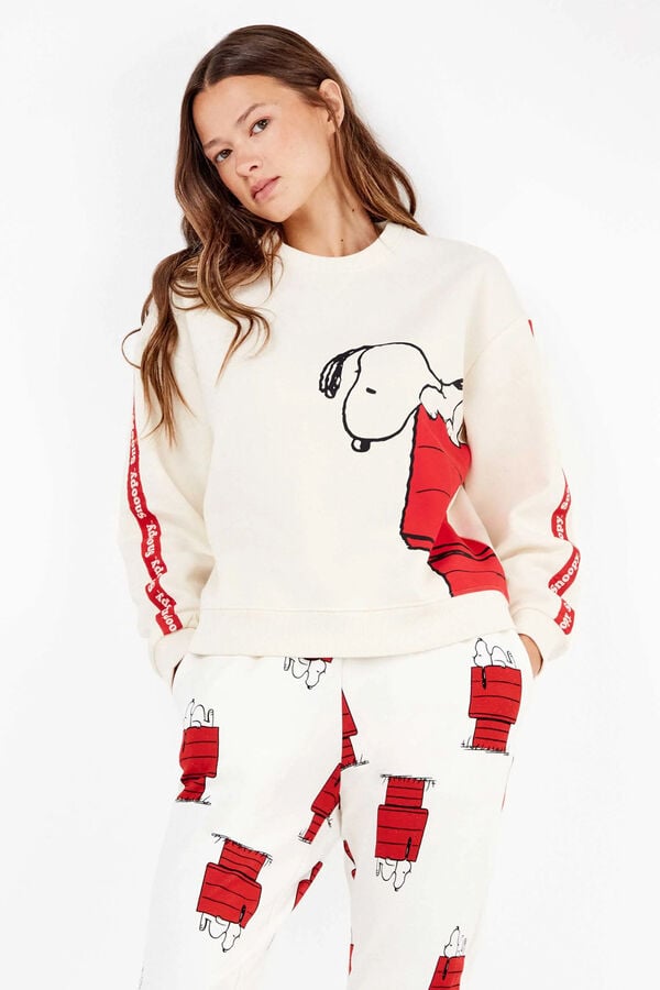 Gisela Conjunto de pijama elástica extramacia da casa Snoopy bege