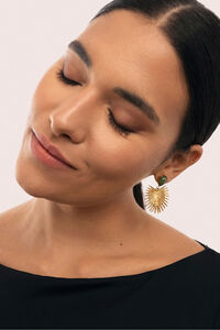 Singularu Pendientes Verde Catalina Acero Ba&ntilde;o Oro